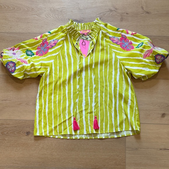 THML Tops - NWT THML Lime Green Embroidered Top